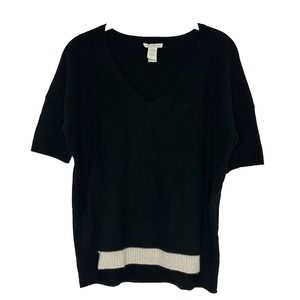 White + Warren Womens Black Cashmere Knit Crew Neck Short Sleeve Top Size s